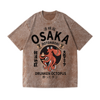 Osaka Dotonbori Drunken Octopus Vintage Wash Japanese Design T-Shirt