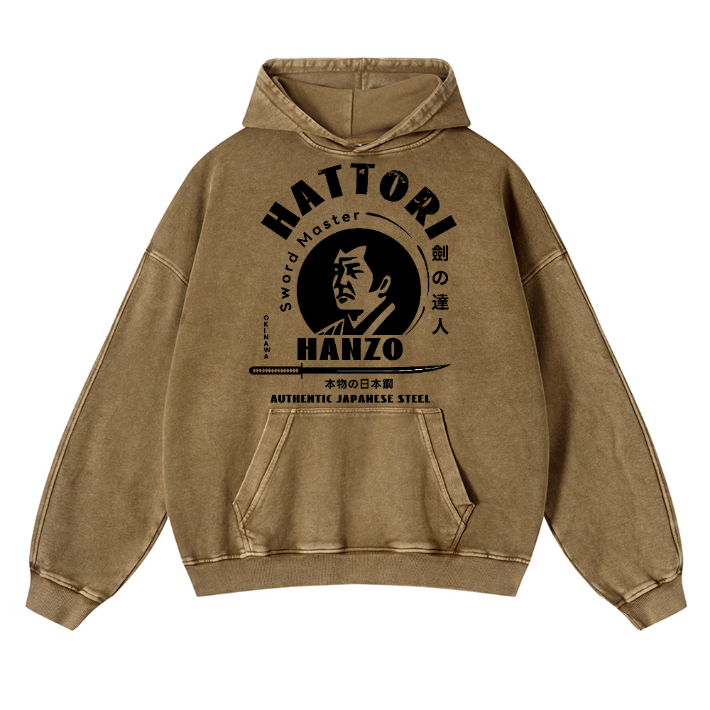 Okinawa Hattori Hanzo Vintage Washed Thick Cotton Hoodie