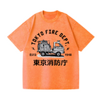 Mini Fire Truck Vintage Wash Japanese Design T-Shirt