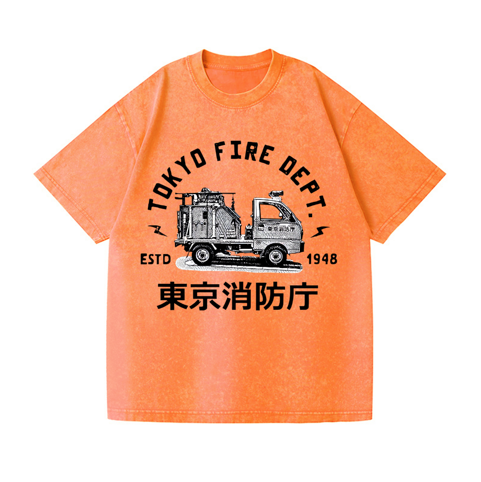 Mini Fire Truck Vintage Wash Japanese Design T-Shirt