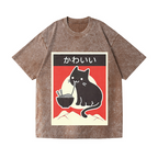 Ramen Cat Vintage Wash Japanese Design T-Shirt