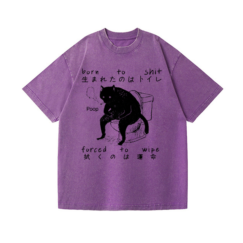 Black Cat Vintage Wash Japanese Design T-Shirt