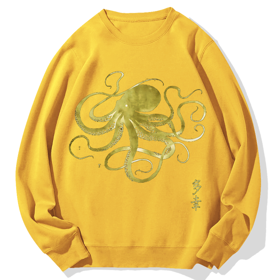 Japanese Octopus Geek Cotton Sweatshirt