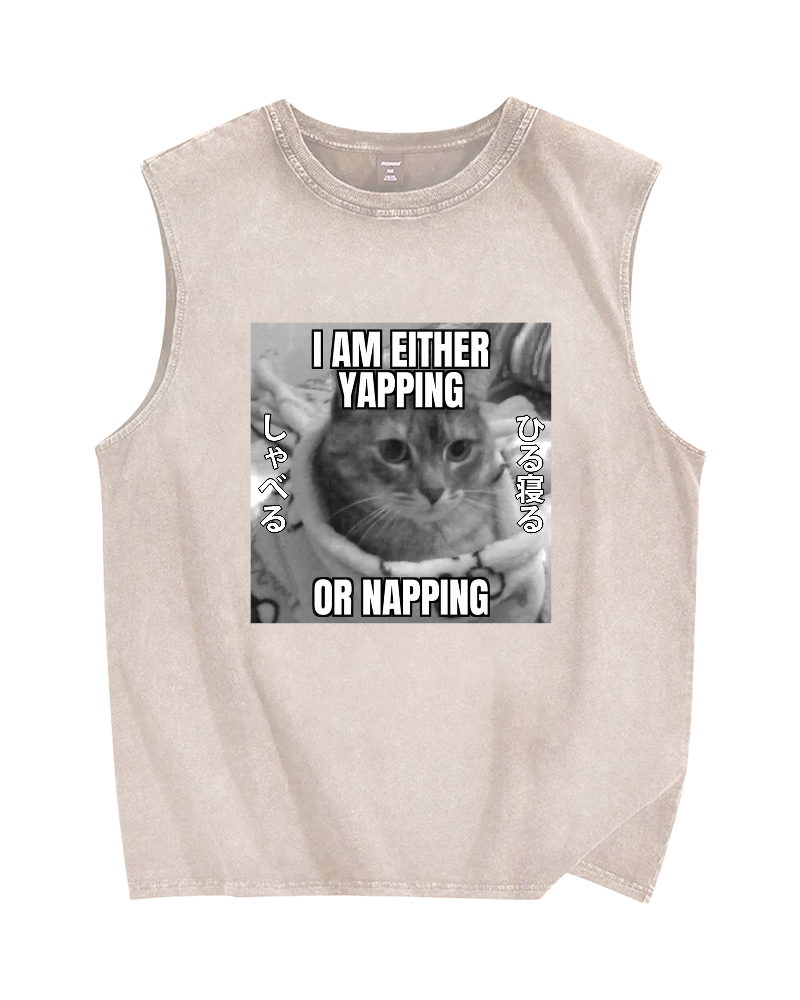 Yapping or Napping Vintage Distressed Washed Tank Top