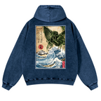 Octopus Ukiyoe Vintage Washed Cotton Back Art Hoodie