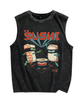 Masked Sushi Vintage Distressed Washed Tank Top