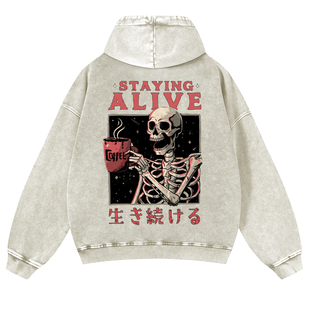 Skull Vintage Washed Cotton Back Art Hoodie