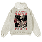 Skull Vintage Washed Cotton Back Art Hoodie
