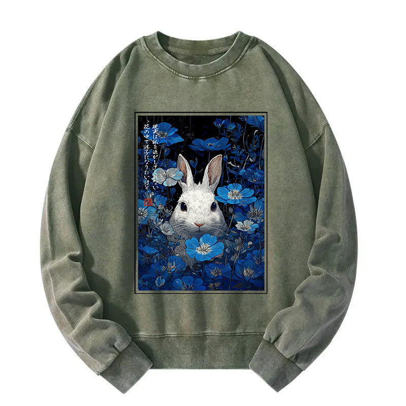 Whispers Of The Rabbit Among The Flowers Washed Sweatshirt