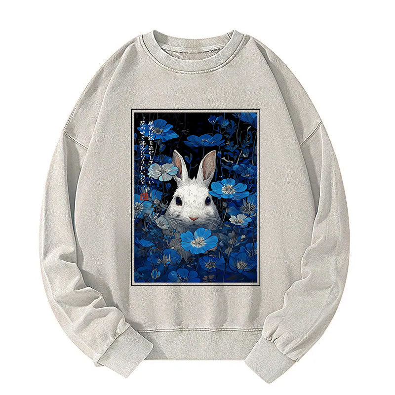 Whispers Of The Rabbit Among The Flowers Washed Sweatshirt