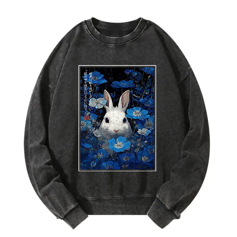 Whispers Of The Rabbit Among The Flowers Washed Sweatshirt