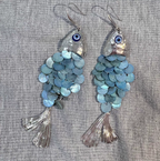 Vintage Blue Scale Fish Earrings
