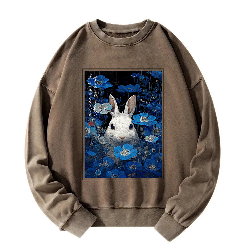 Whispers Of The Rabbit Among The Flowers Washed Sweatshirt
