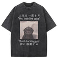 Funny Melancholy Cat Washed T-Shirt
