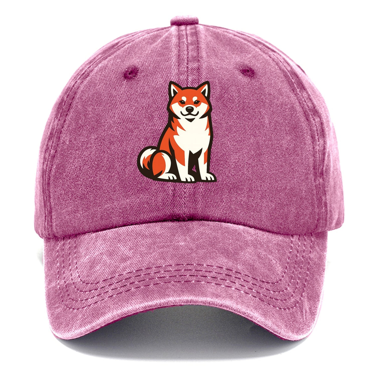 Sitting Shiba Inu Emblem Washed Cap