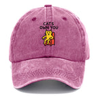 Cats Own You | Cat On Throne Pointing Down Washed Cap