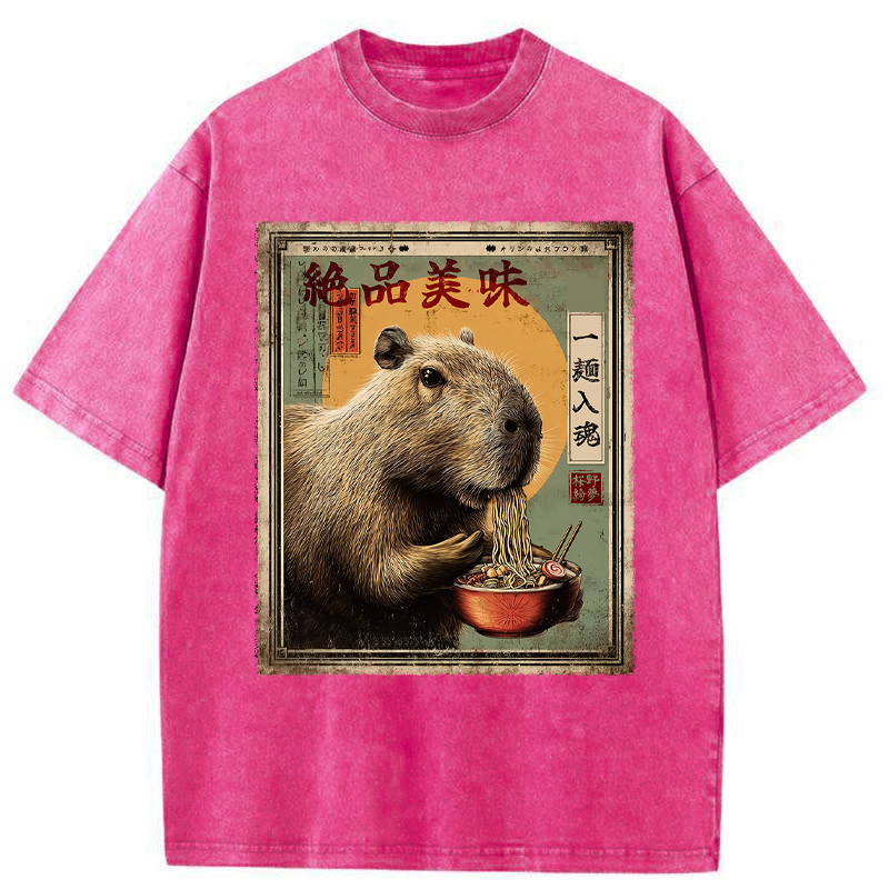 Unisex Capybara's Ultimate Feast Washed T-Shirt