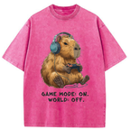 Unisex Capybara Life:Paused.Game:ON. Washed T-Shirt