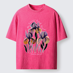 "Be Still and Know"Psalm 46:10 Iris Floral Washed T-Shirt