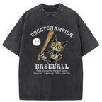 Take Cat To A Baseball Game Washed T-Shirt