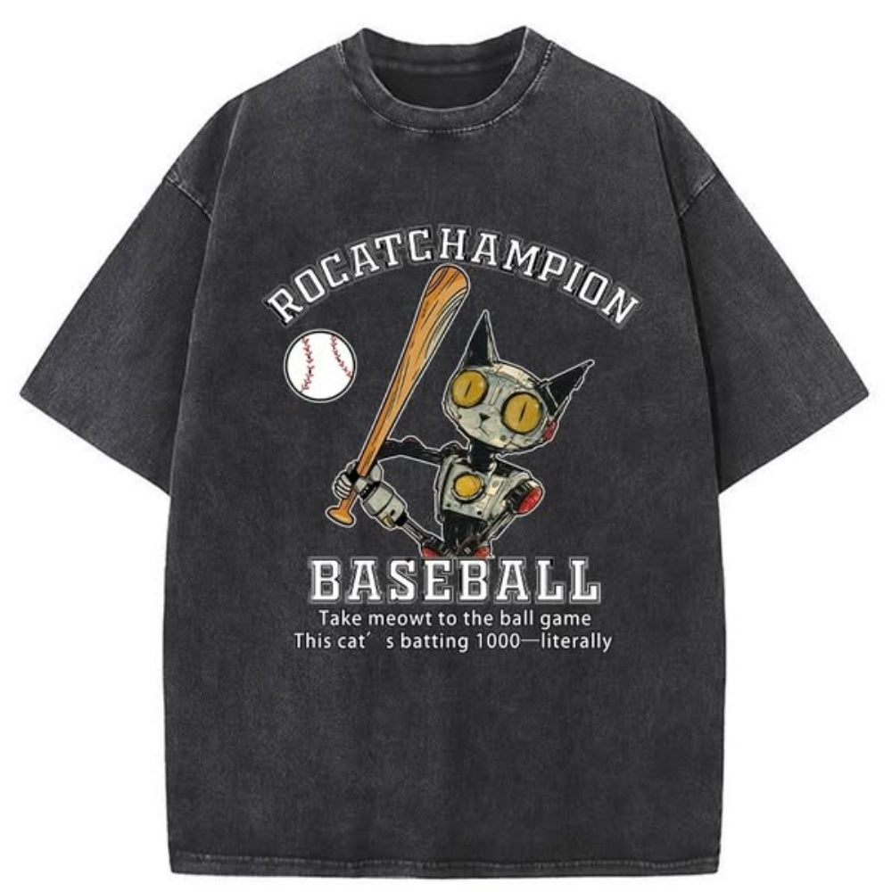 Take Cat To A Baseball Game Washed T-Shirt
