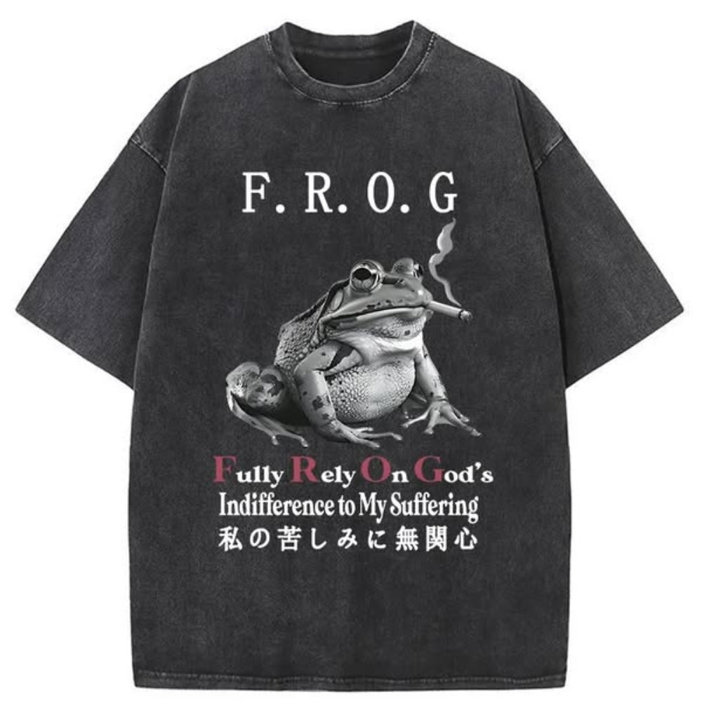 Indifferent Frog Washed T-Shirt