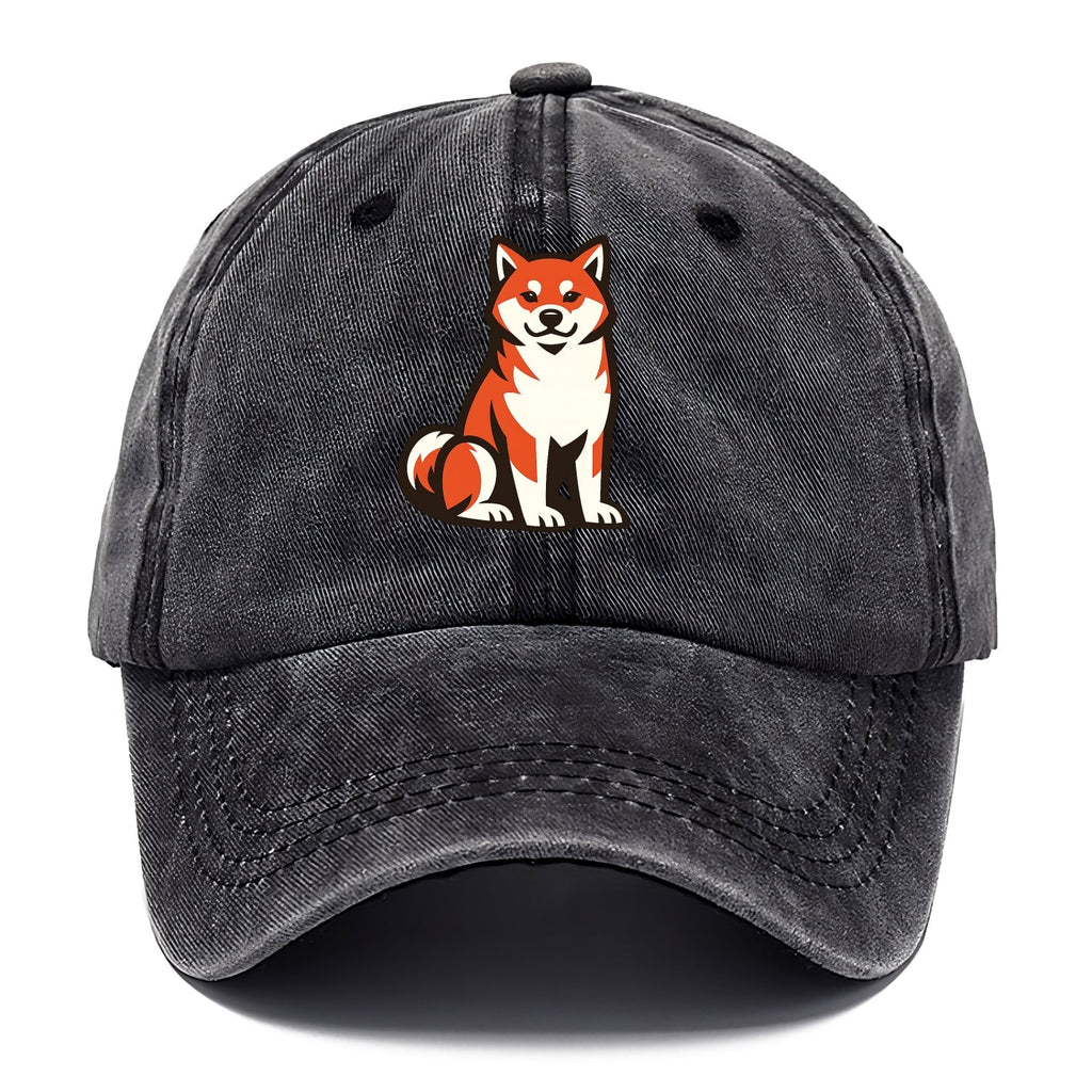 Sitting Shiba Inu Emblem Washed Cap