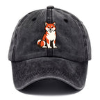 Sitting Shiba Inu Emblem Washed Cap