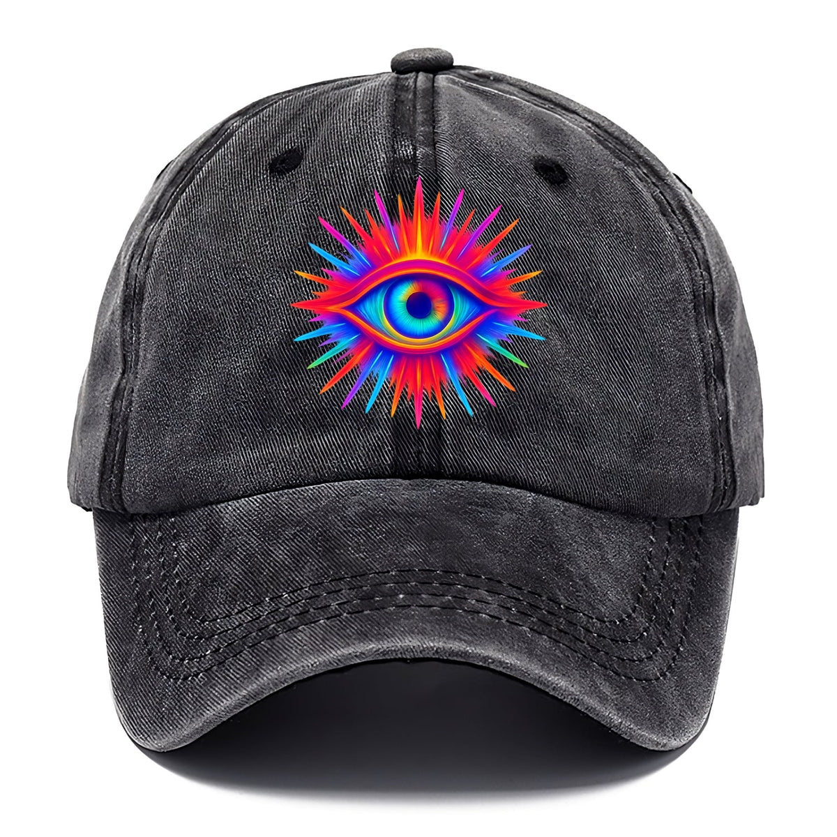 Rainbow Third Eye - Prismatic eye radiat Washed Cap