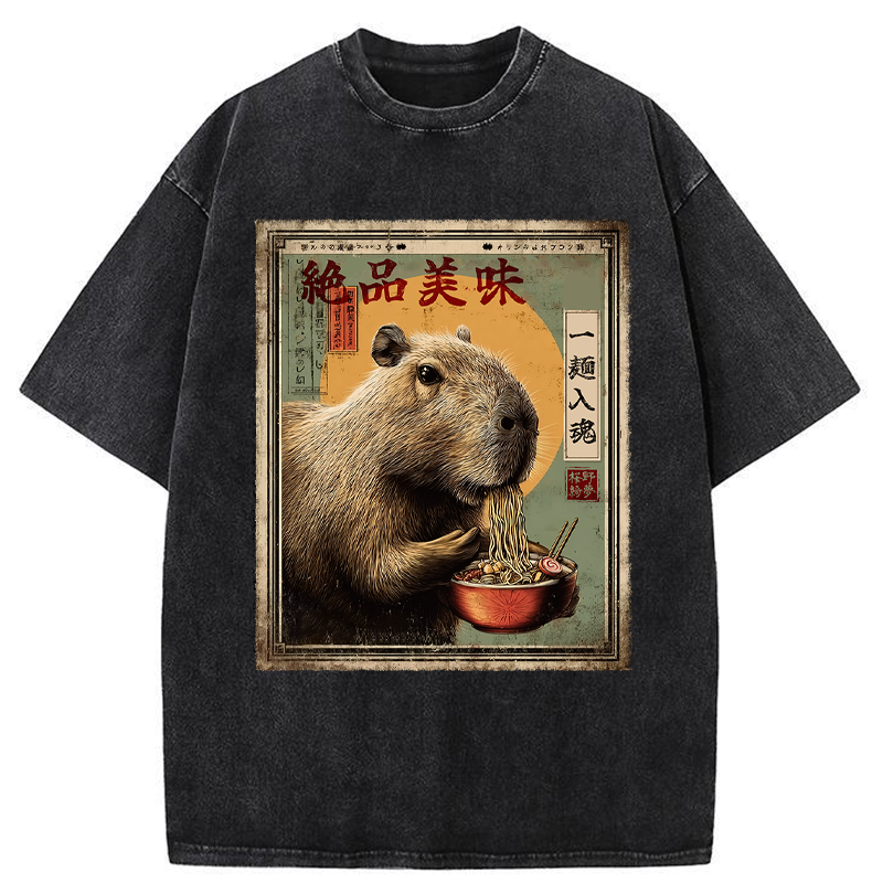 Unisex Capybara's Ultimate Feast Washed T-Shirt