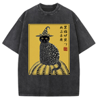 Unisex Black Cat's Glimpse of the Future Washed T-Shirt