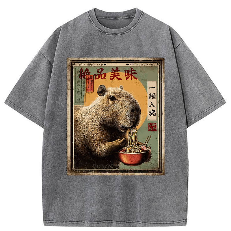 Unisex Capybara's Ultimate Feast Washed T-Shirt
