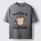 Unisex Frog Life Crisis Washed T-Shirt