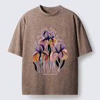 "Be Still and Know"Psalm 46:10 Iris Floral Washed T-Shirt