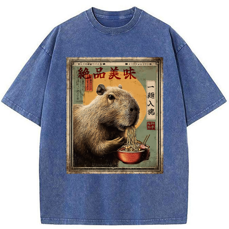 Unisex Capybara's Ultimate Feast Washed T-Shirt