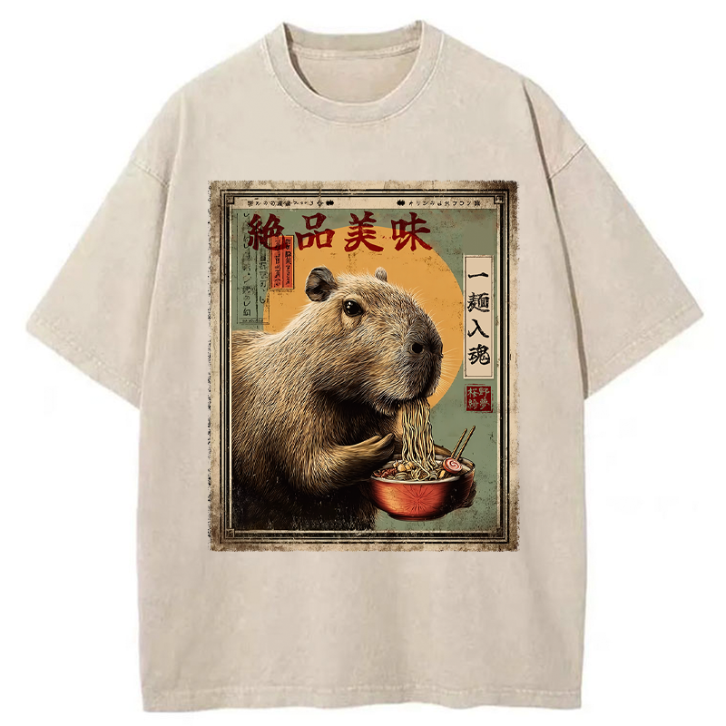 Unisex Capybara's Ultimate Feast Washed T-Shirt