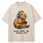 Unisex Capybara Life:Paused.Game:ON. Washed T-Shirt