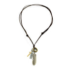 Retro Feather Cross Pendant Necklace