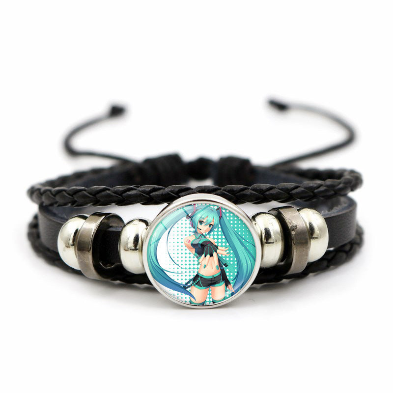 Hatsune Miku Anime Braided Leather Bracelet, Perfect Unisex Daily Gift