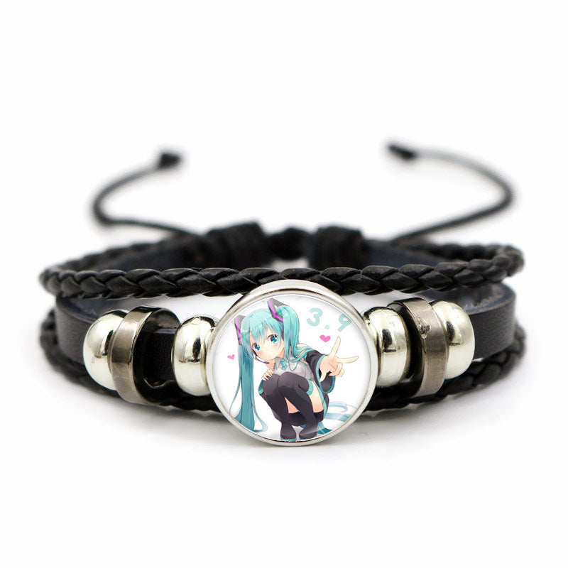 Hatsune Miku Anime Braided Leather Bracelet, Perfect Unisex Daily Gift