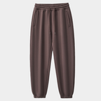 Unisex Solid Color Fleece Casual Tapered Pants