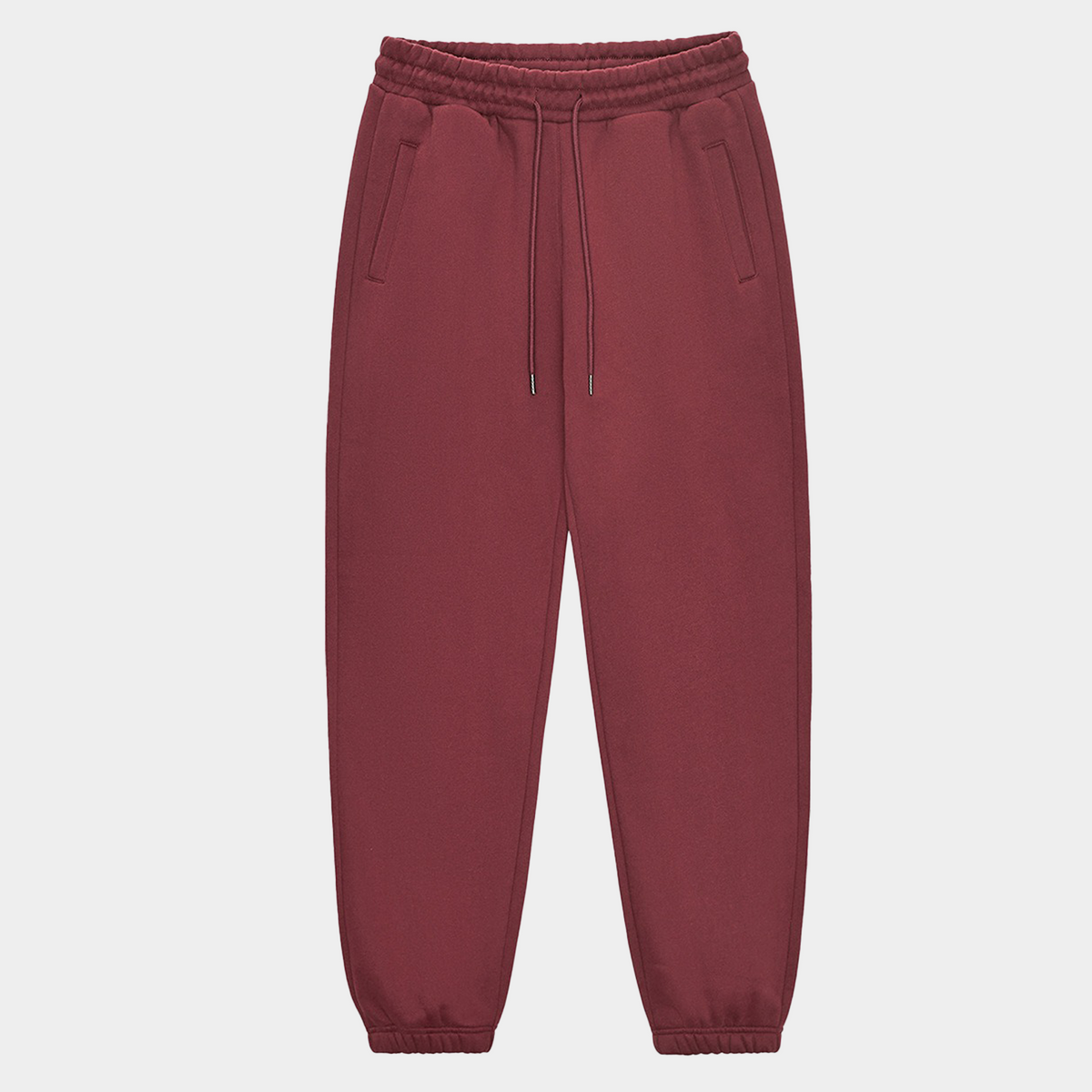 Unisex Solid Color Fleece Casual Tapered Pants