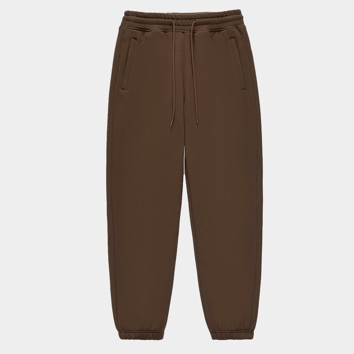 Unisex Solid Color Fleece Casual Tapered Pants