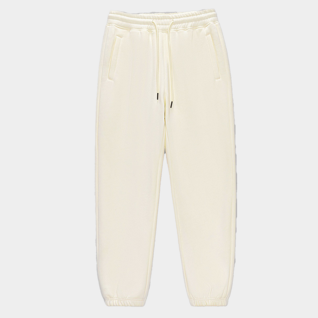 Unisex Solid Color Fleece Casual Tapered Pants