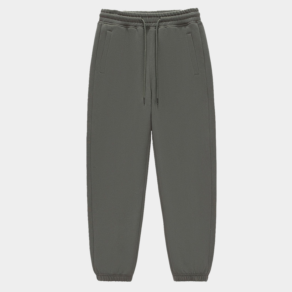 Unisex Solid Color Fleece Casual Tapered Pants