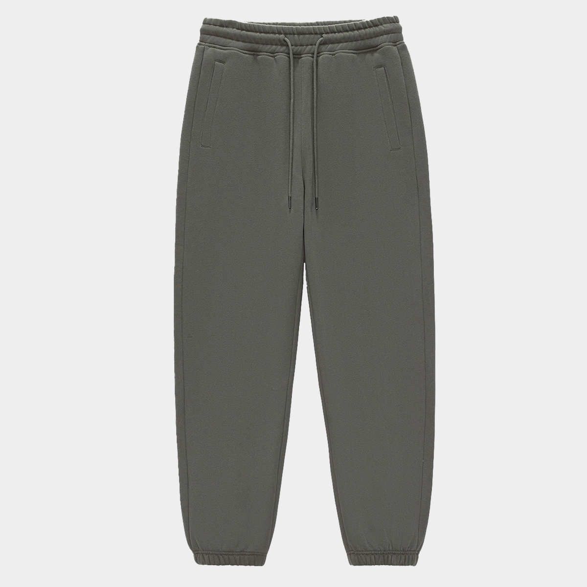 Unisex Solid Color Fleece Casual Tapered Pants