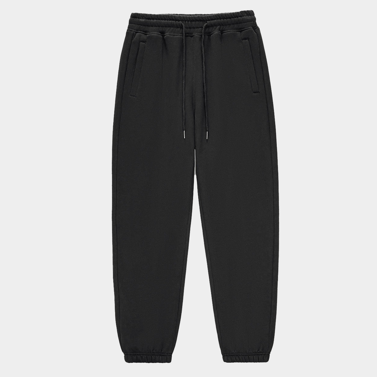 Unisex Solid Color Fleece Casual Tapered Pants