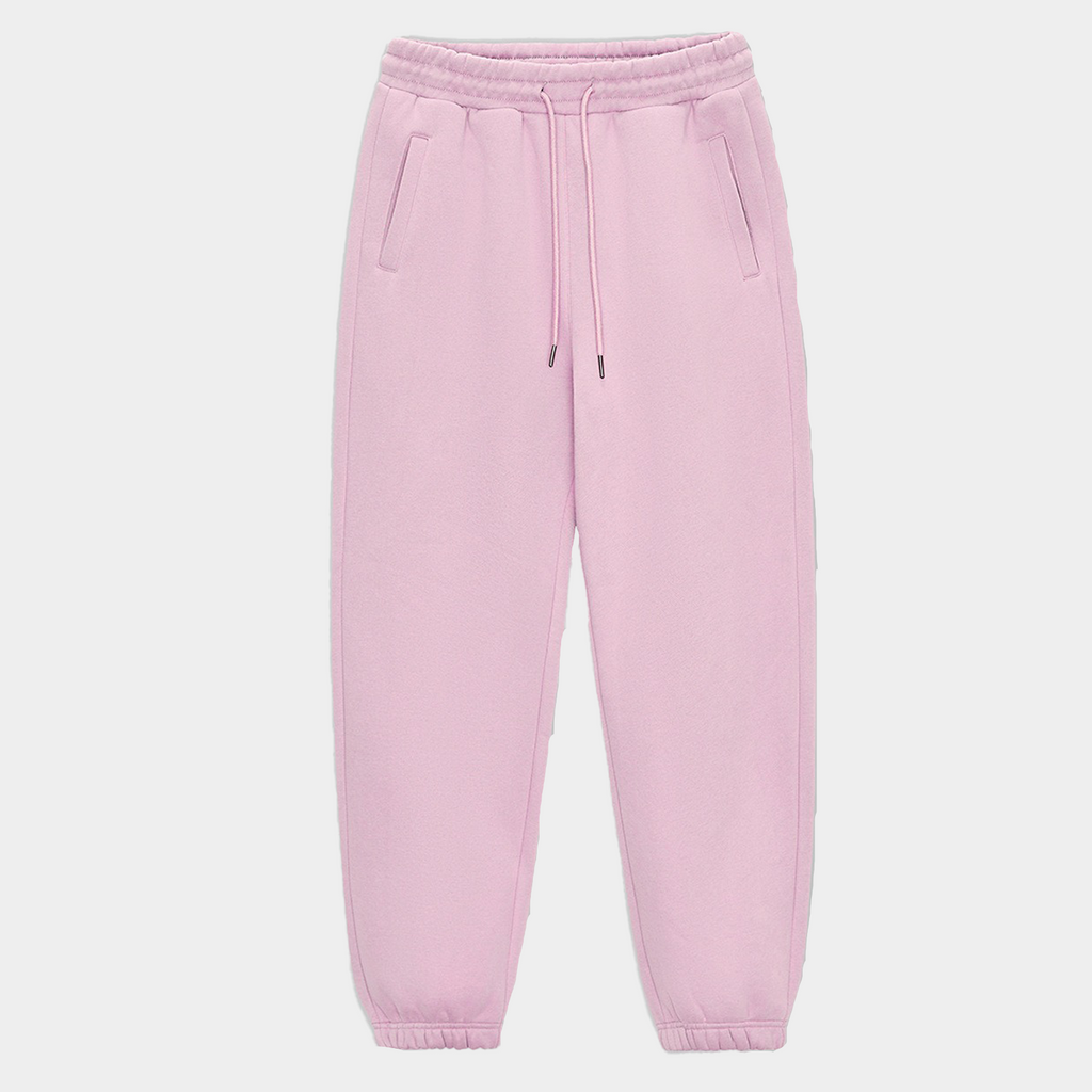 Unisex Solid Color Fleece Casual Tapered Pants