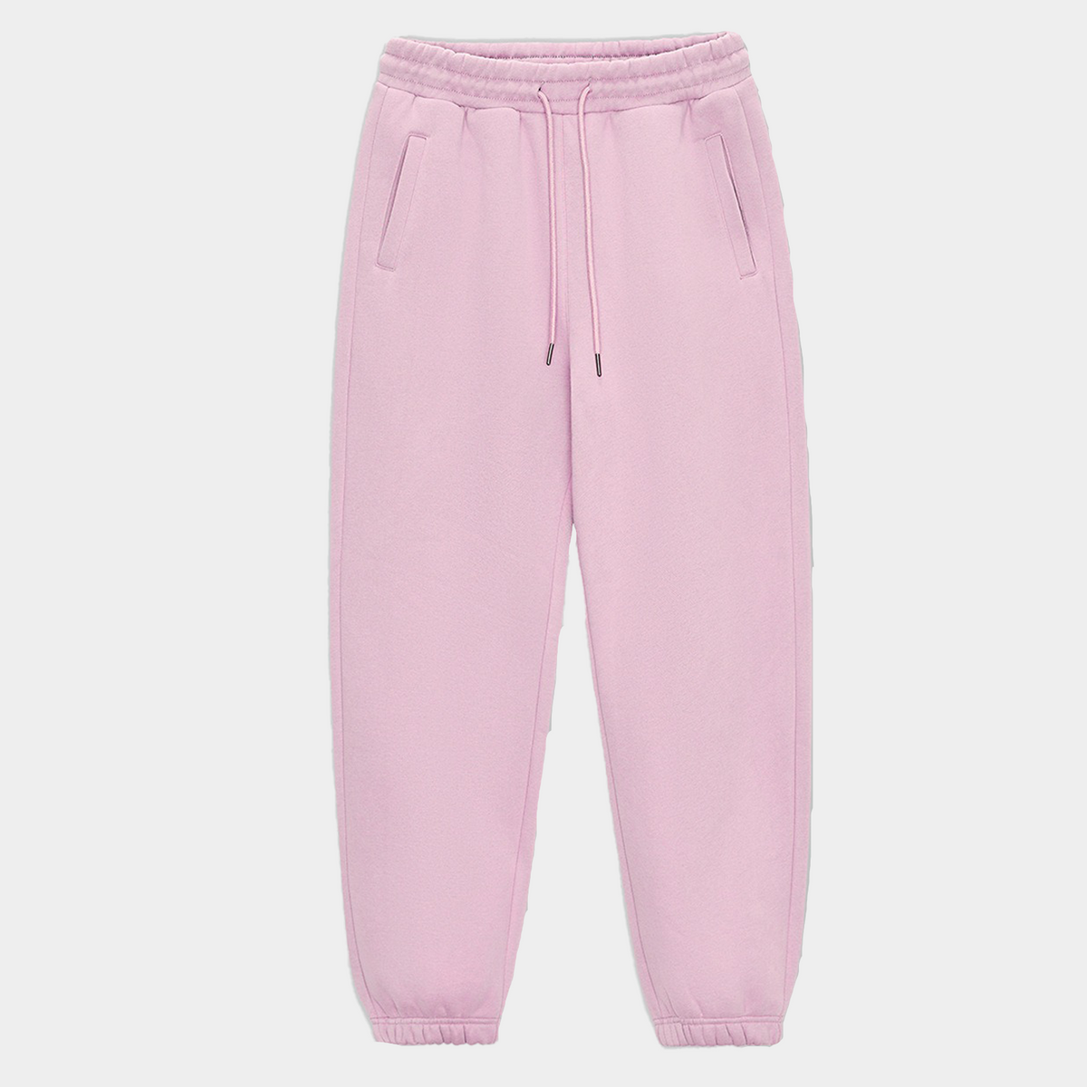 Unisex Solid Color Fleece Casual Tapered Pants