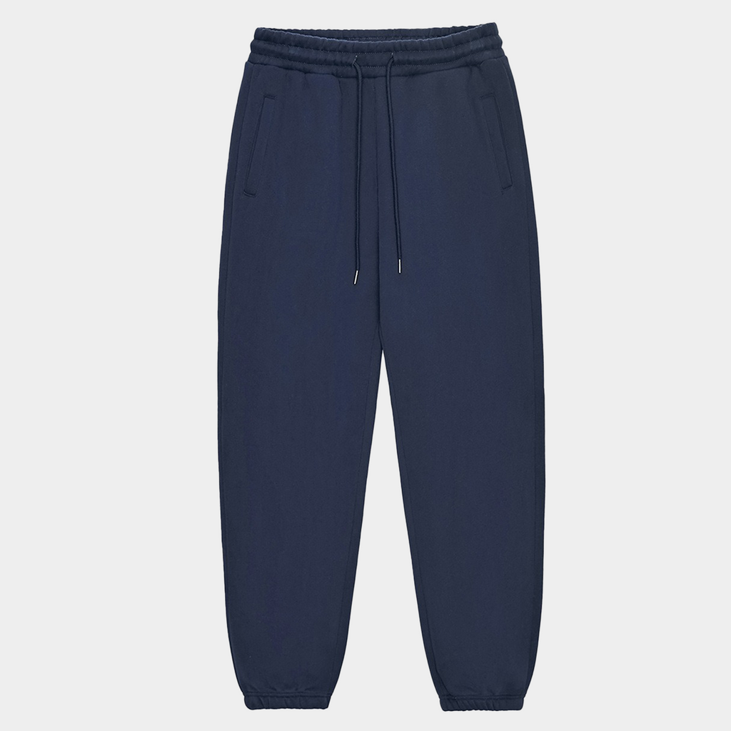 Unisex Solid Color Fleece Casual Tapered Pants
